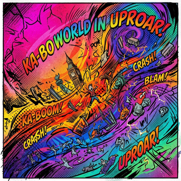 Abstract colorful swirl with energetic lines and explosion effect